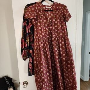 Christy Dawn Burgundy Floral Midi Dress
